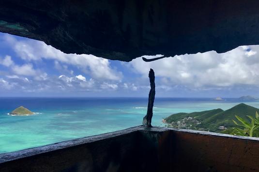 HISTORIC SHORE PROTECTION ON OHAU. RELIC AND VIEW TAKEN IN MAY 2018.